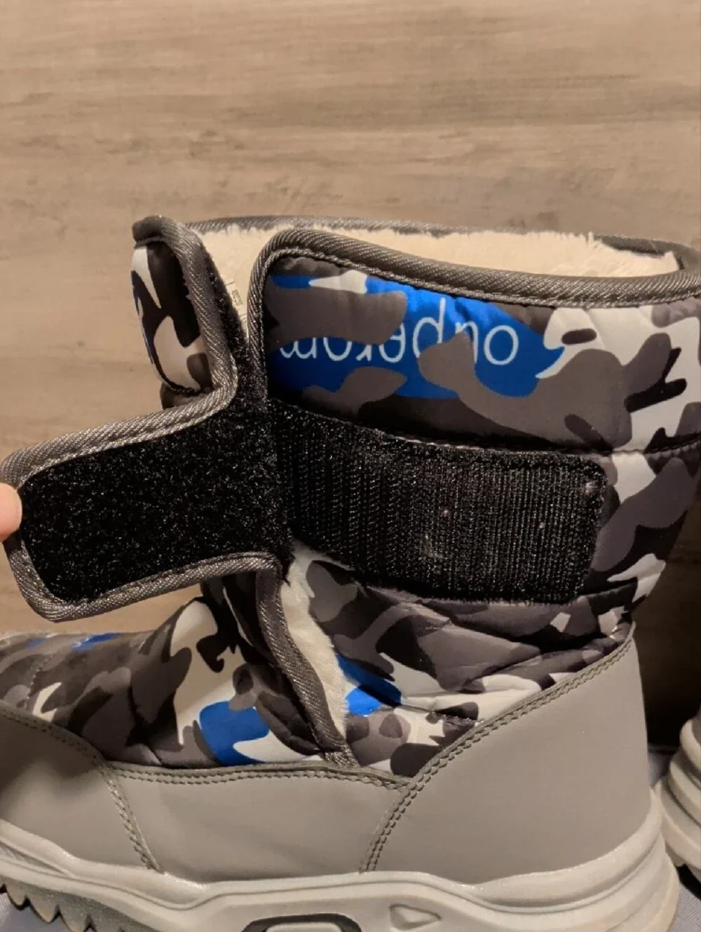 Sport Kids Grey, Black & Blue Camo Winter Boots